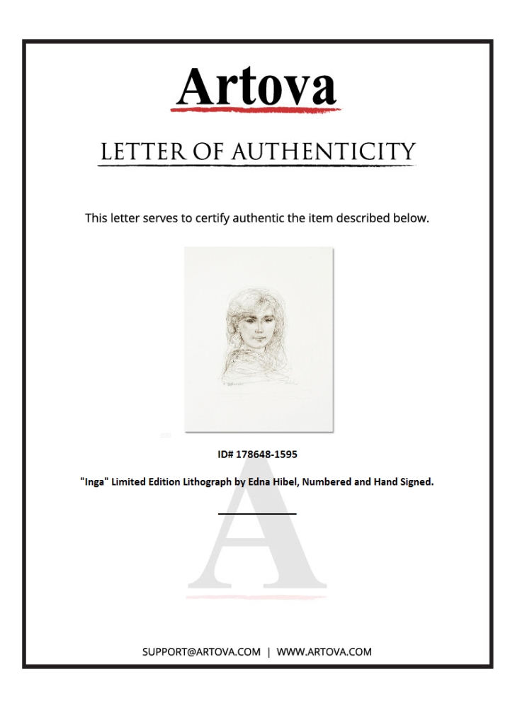 "Inga" LE 16x22 Lithograph by Edna Hibel (Artova) at PristineAuction.com "Inga" LE 16x22 Lithograph by Edna Hibel (Artova) at PristineAuction.com