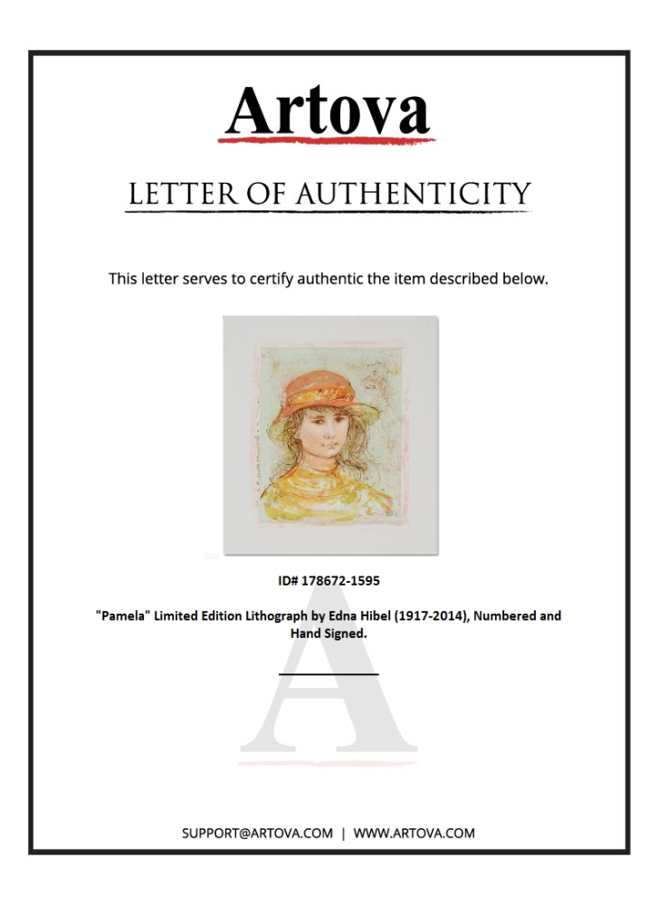 "Pamela" LE 13x14 Lithograph by Edna Hibel (Artova) at PristineAuction.com "Pamela" LE 13x14 Lithograph by Edna Hibel (Artova) at PristineAuction.com