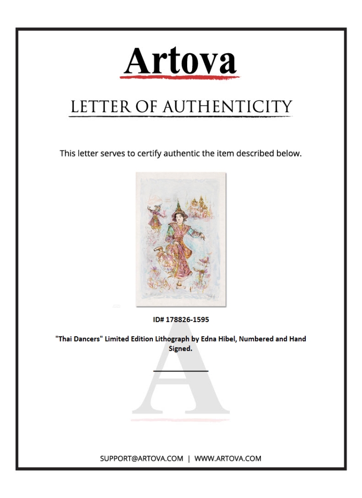 "Thai Dancers" LE 15x25 Lithograph by Edna Hibel (Artova) at PristineAuction.com "Thai Dancers" LE 15x25 Lithograph by Edna Hibel (Artova) at PristineAuction.com