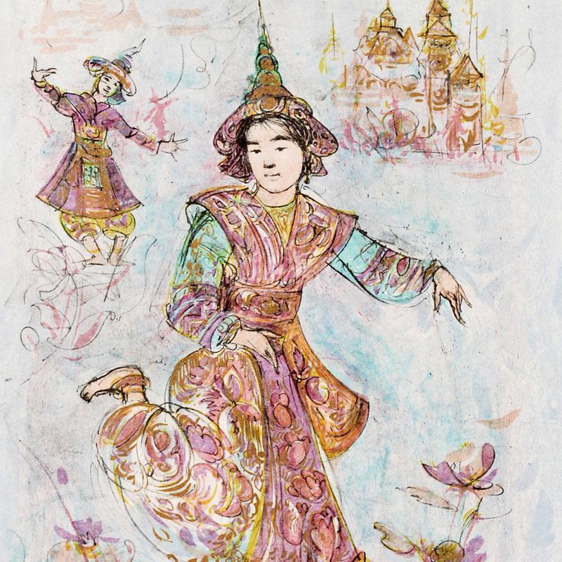 "Thai Dancers" LE 15x25 Lithograph by Edna Hibel (Artova) at PristineAuction.com "Thai Dancers" LE 15x25 Lithograph by Edna Hibel (Artova) at PristineAuction.com