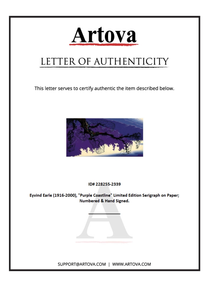 "Purple Coastline" LE 20x40 Serigraph by Eyvind Earle (Artova) at PristineAuction.com "Purple Coastline" LE 20x40 Serigraph by Eyvind Earle (Artova) at PristineAuction.com