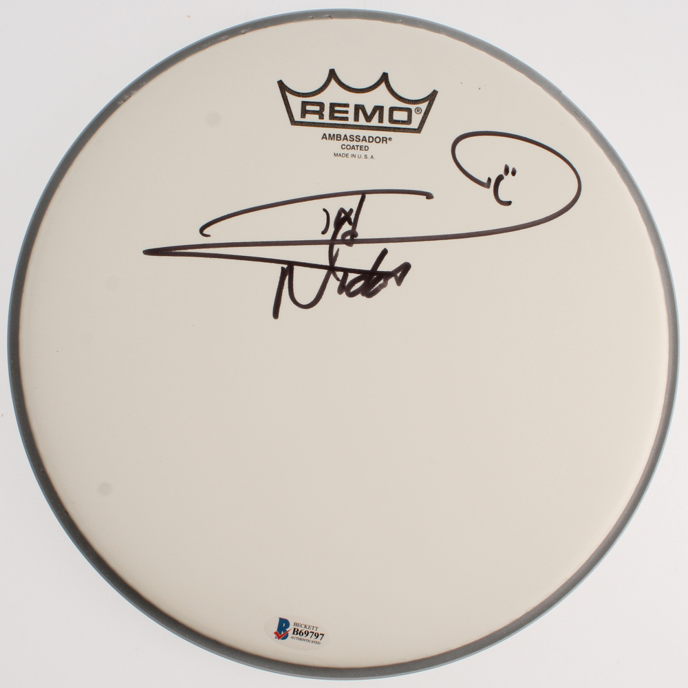 Nicko McBrain Signed Drum Head (Beckett COA) Pristine Auction