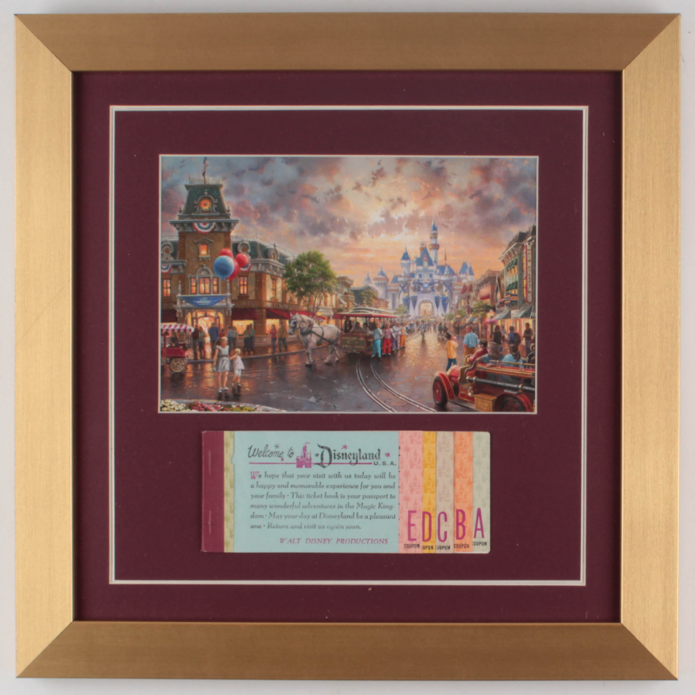 Thomas Kinkade Disneyland "Main Street USA" 14x14 Custom Framed Print