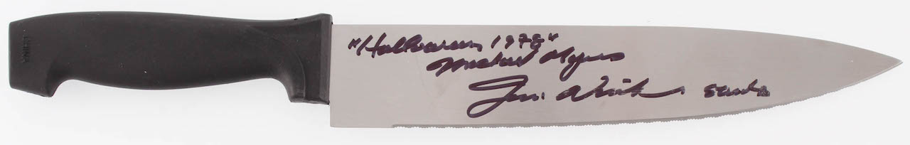 Jim Winburn Signed Replica Movie Prop Knife Inscribed "Halloween 1978", "Michael Myers" & "Stunt" (Legends COA) at PristineAuction.com Jim Winburn Signed Replica Movie Prop Knife Inscribed "Halloween 1978", "Michael Myers" & "Stunt" (Legends COA) at PristineAuction.com