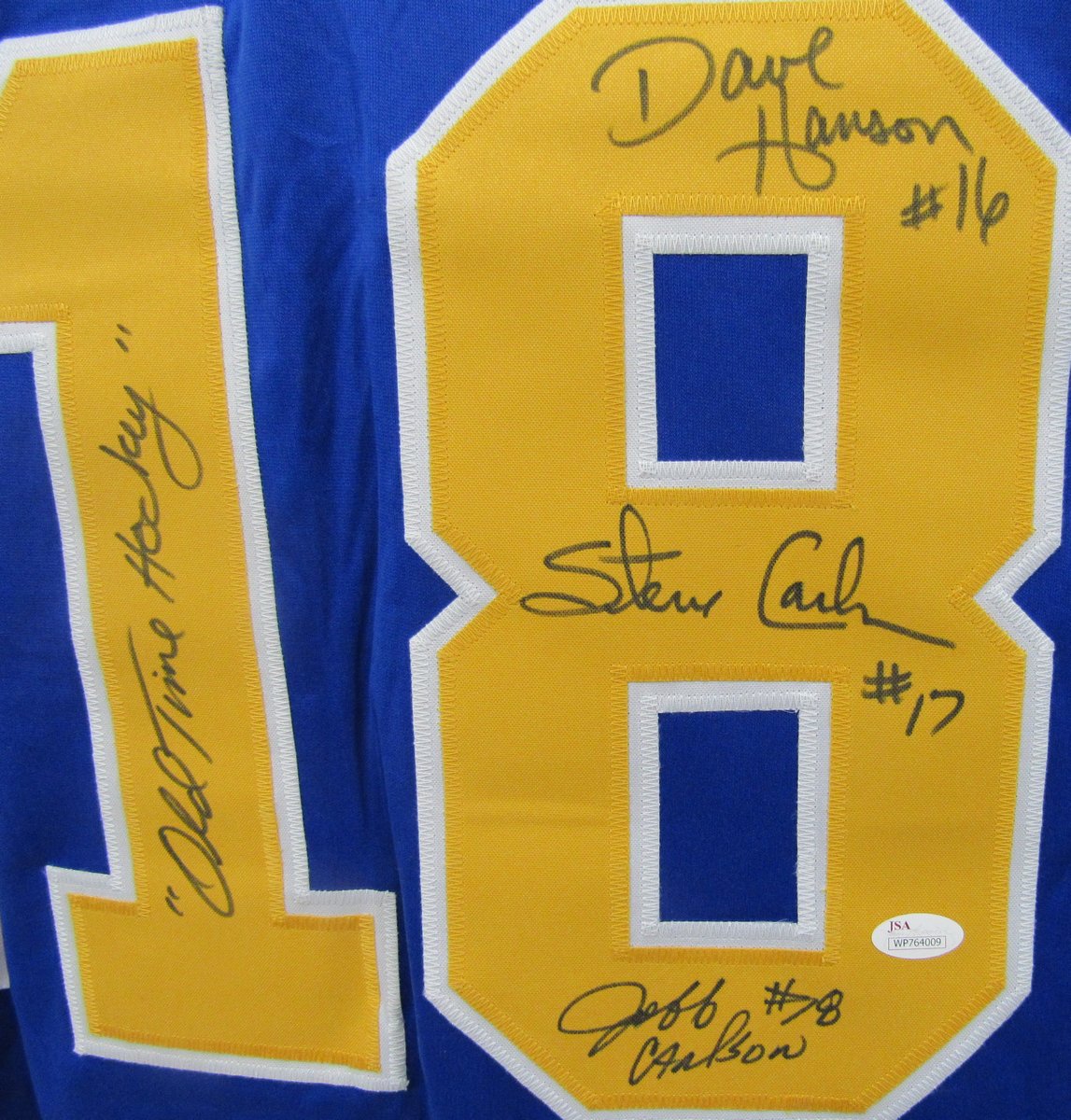 Dave Hanson, Steve Carlson & Jeff Carlson Signed "Slap Shot" Chiefs Hanson Brothers Jersey Inscribed "Old Time Hockey" (JSA COA) at PristineAuction.com Dave Hanson, Steve Carlson & Jeff Carlson Signed "Slap Shot" Chiefs Hanson Brothers Jersey Inscribed "Old Time Hockey" (JSA COA) at PristineAuction.com