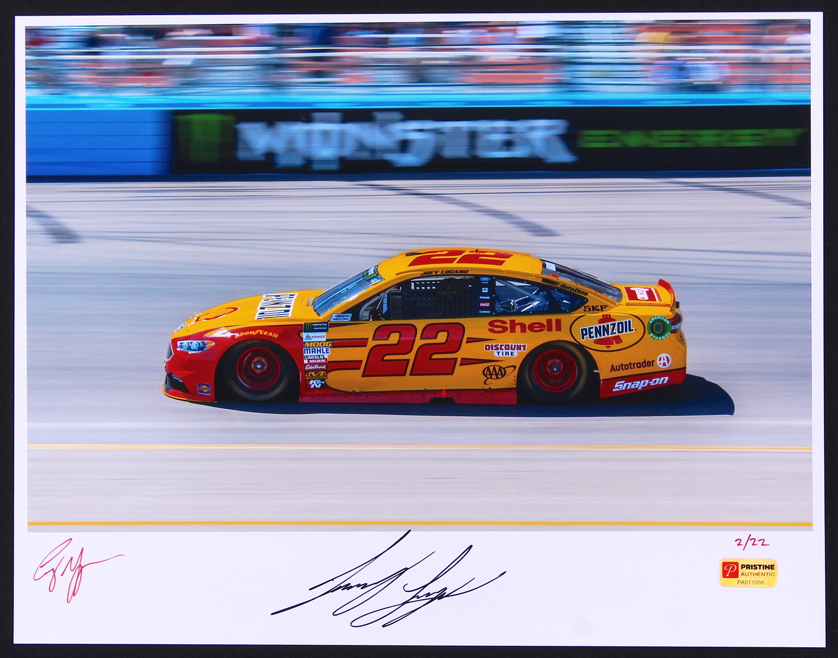 Joey Logano Signed NASCAR Limited Edition 11x14 Photo #/22 (PA COA) at PristineAuction.com Joey Logano Signed NASCAR Limited Edition 11x14 Photo #/22 (PA COA) at PristineAuction.com