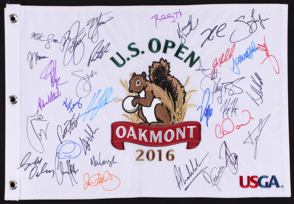 Oakmont 2016 U.S. Open Pin Flag Signed by (33) with Brooks Koepka, Rory McIlroy, Justin Thomas