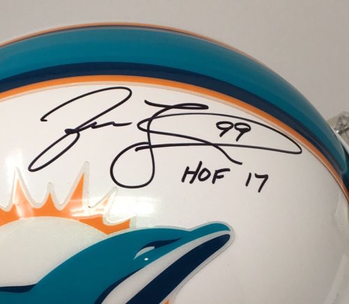 Jason Taylor Signed Dolphins Limited Edition Full-Size Authentic On-Field Helmet Inscribed "HOF 17" (Steiner COA) at PristineAuction.com Jason Taylor Signed Dolphins Limited Edition Full-Size Authentic On-Field Helmet Inscribed "HOF 17" (Steiner COA) at PristineAuction.com