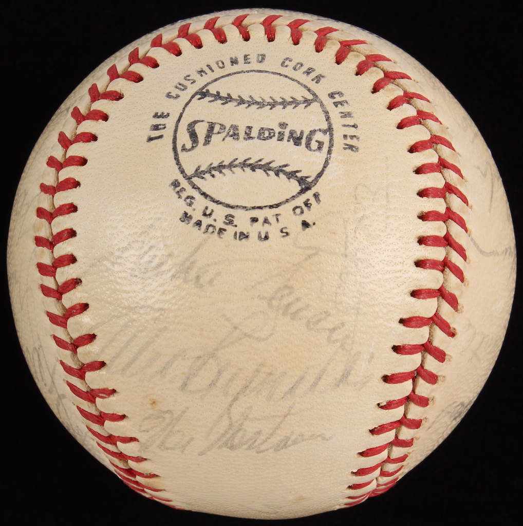 1952 MLB All-Stars ONL Baseball Signed by (22) with Mickey Mantle, Enos Slaughter, Robin Roberts, Dom DiMaggio, Ferris Fain (PSA LOA) at PristineAuction.com 1952 MLB All-Stars ONL Baseball Signed by (22) with Mickey Mantle, Enos Slaughter, Robin Roberts, Dom DiMaggio, Ferris Fain (PSA LOA) at PristineAuction.com