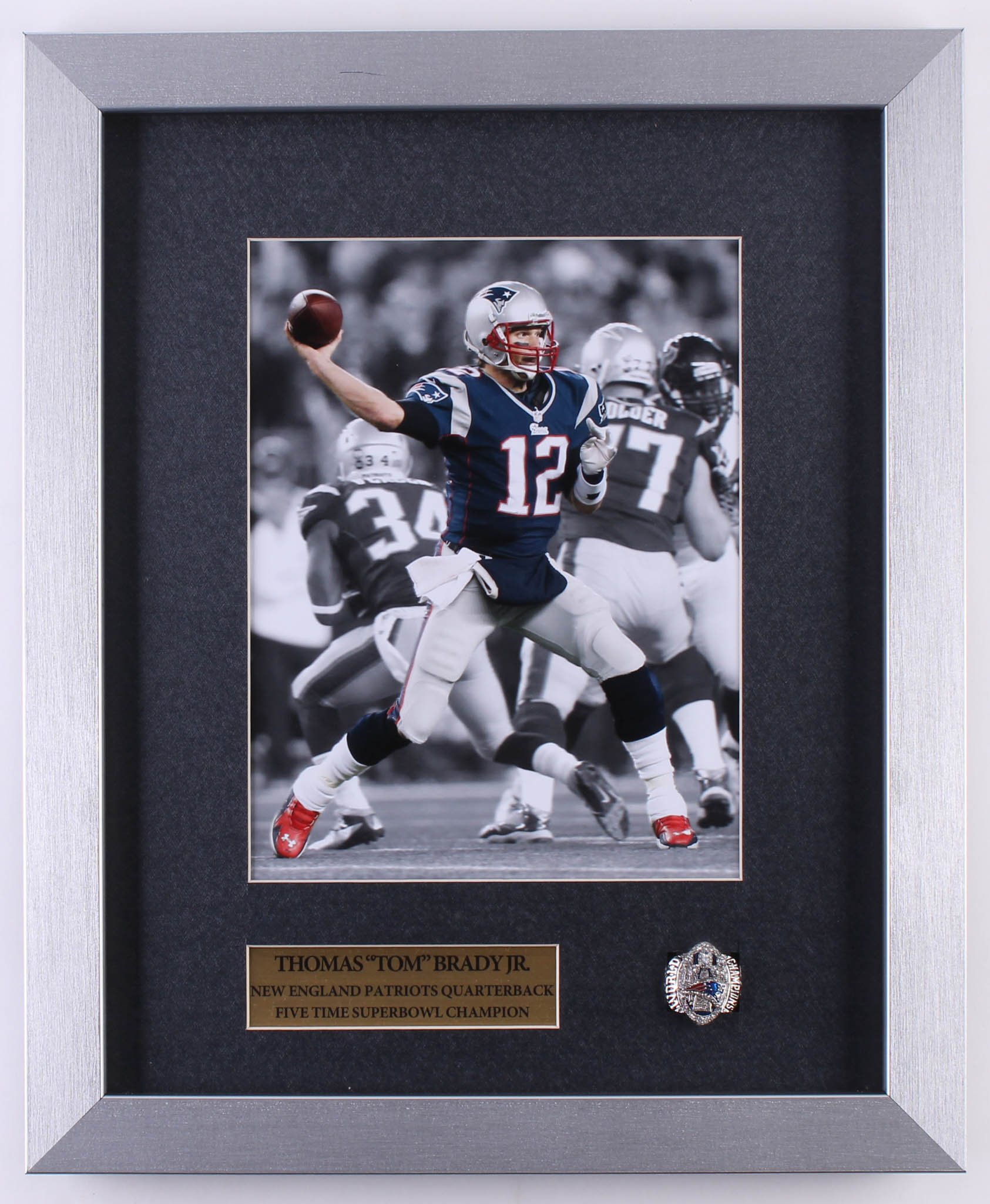 Tom Brady Patriots 14" x 17" x 1" Custom Shadow Box Super Bowl Ring Display at PristineAuction.com Tom Brady Patriots 14" x 17" x 1" Custom Shadow Box Super Bowl Ring Display at PristineAuction.com