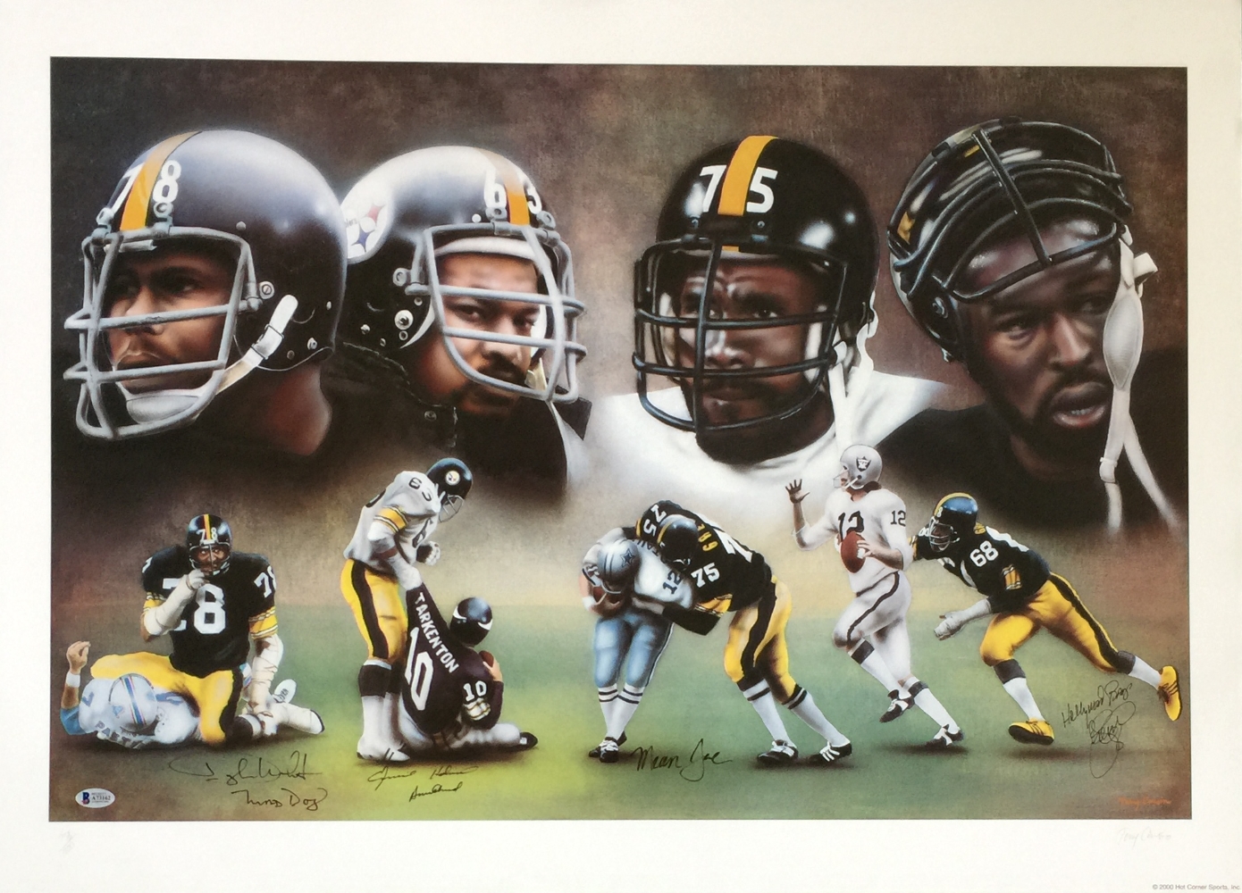 Steelers "Steel Curtain" Signed LE 24x33 Lithograph Signed by (4) with Mean Joe Greene, Ernie Holmes, L.C. Greenwood & Dwight White (Beckett LOA) at PristineAuction.com Steelers "Steel Curtain" Signed LE 24x33 Lithograph Signed by (4) with Mean Joe Greene, Ernie Holmes, L.C. Greenwood & Dwight White (Beckett LOA) at PristineAuction.com