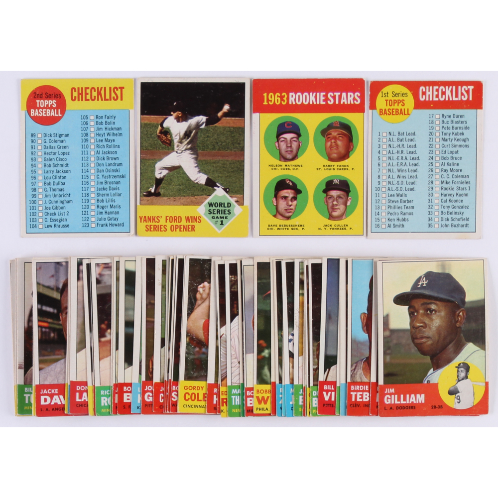 Lot of (53) 1963 Topps Baseball Cards with 6 American League ERA