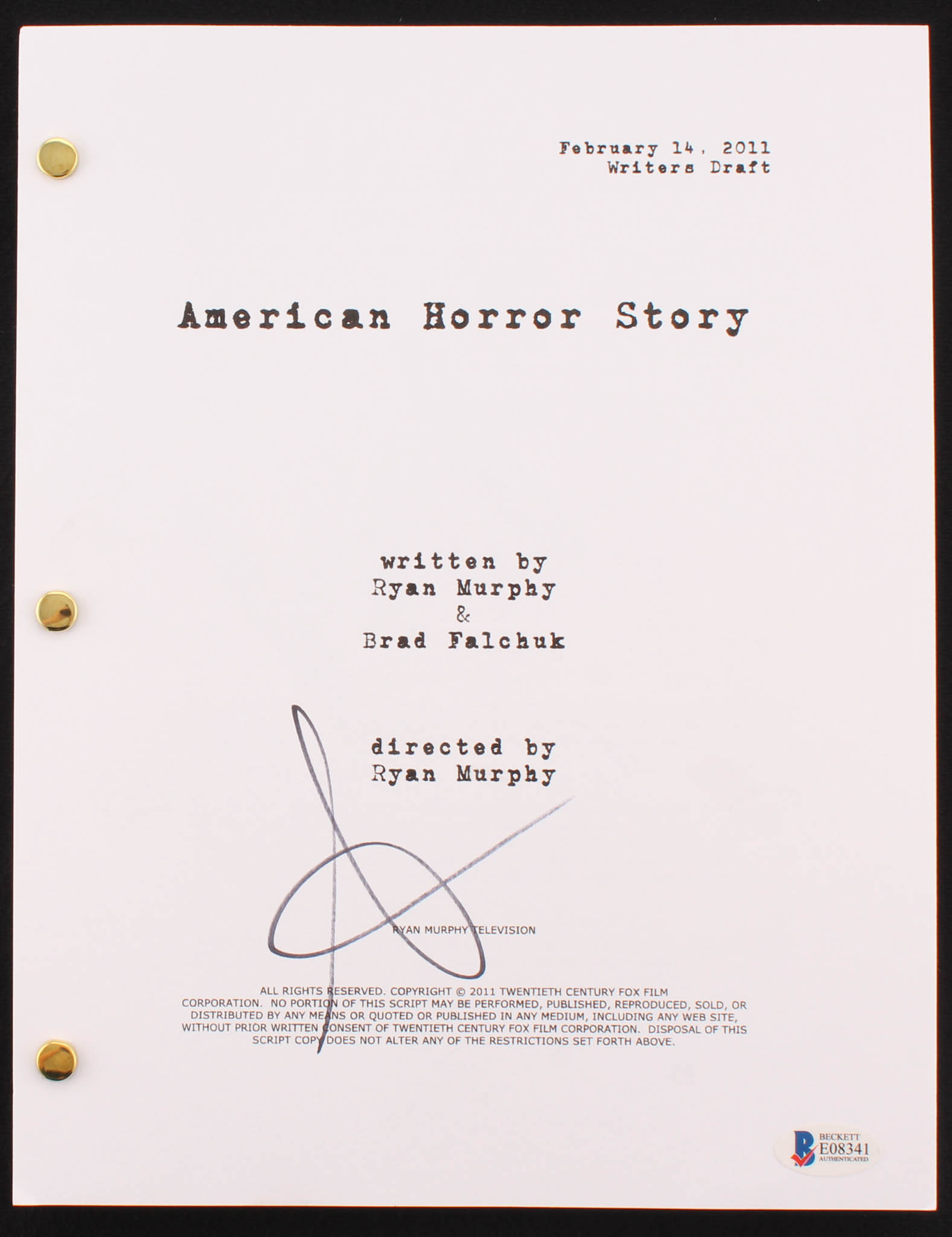 Sarah Paulson Signed "American Horror Story" Full Episode Script (Beckett COA) at PristineAuction.com Sarah Paulson Signed "American Horror Story" Full Episode Script (Beckett COA) at PristineAuction.com