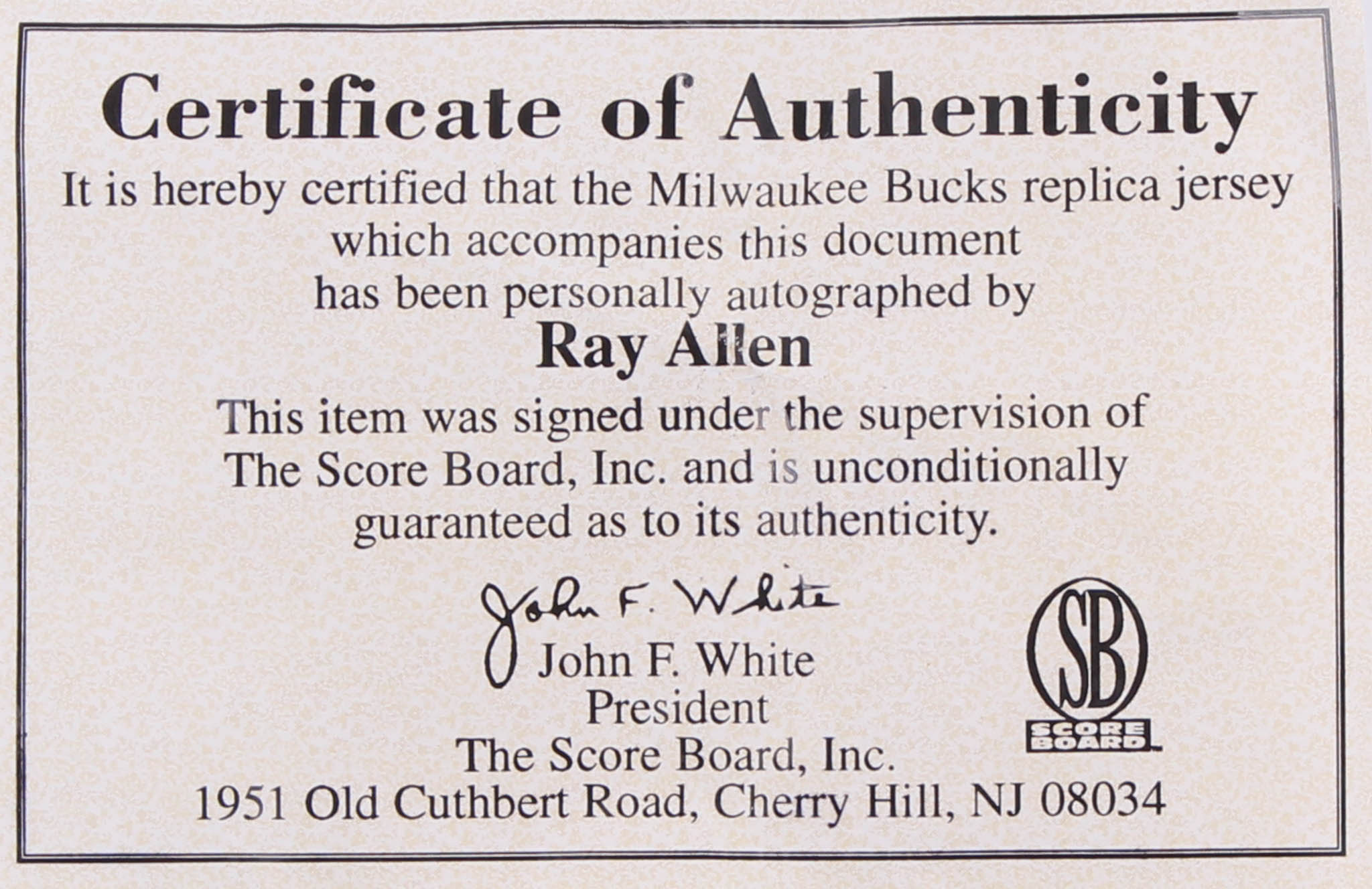 Ray Allen Signed Bucks Jersey (Scoreboard COA) at PristineAuction.com Ray Allen Signed Bucks Jersey (Scoreboard COA) at PristineAuction.com