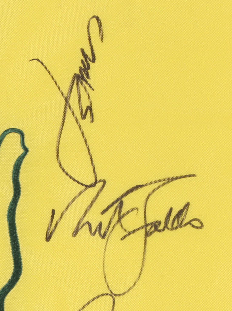 2014 Masters Golf Pin Flag Signed by (14) With Jordan Spieth, Mark O'Meara, Angel Cabrera, Adam Scott (JSA LOA) at PristineAuction.com 2014 Masters Golf Pin Flag Signed by (14) With Jordan Spieth, Mark O'Meara, Angel Cabrera, Adam Scott (JSA LOA) at PristineAuction.com