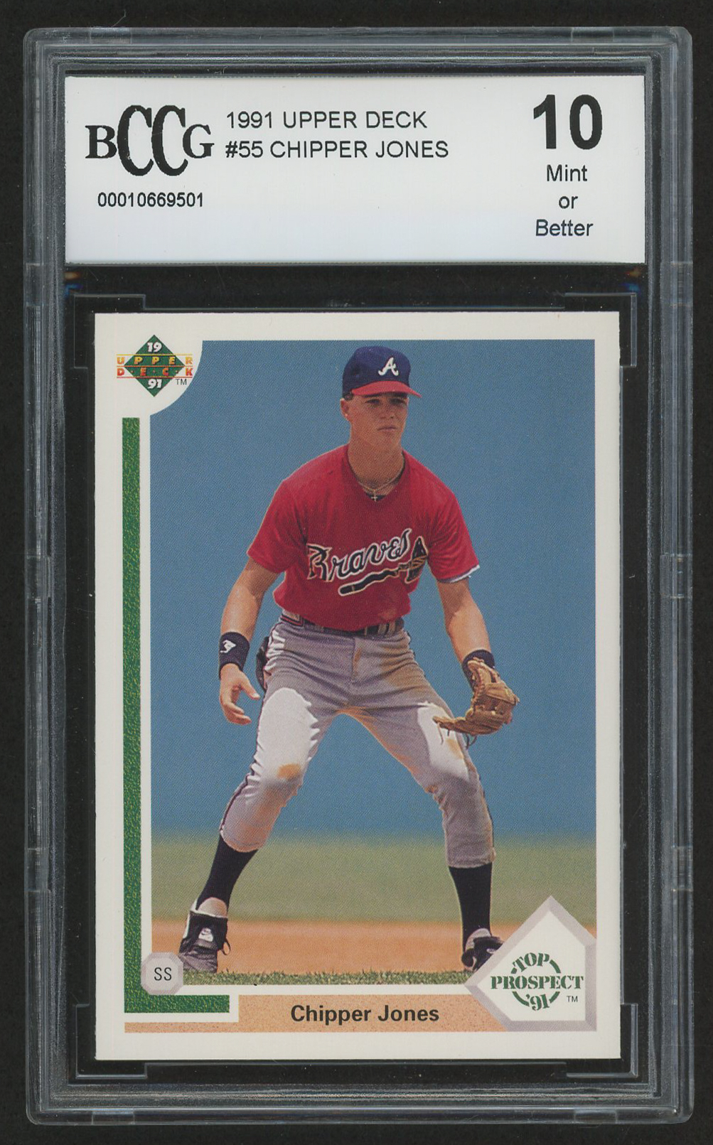 1991 Upper Deck #55 Chipper Jones RC (BCCG 10) | Pristine Auction