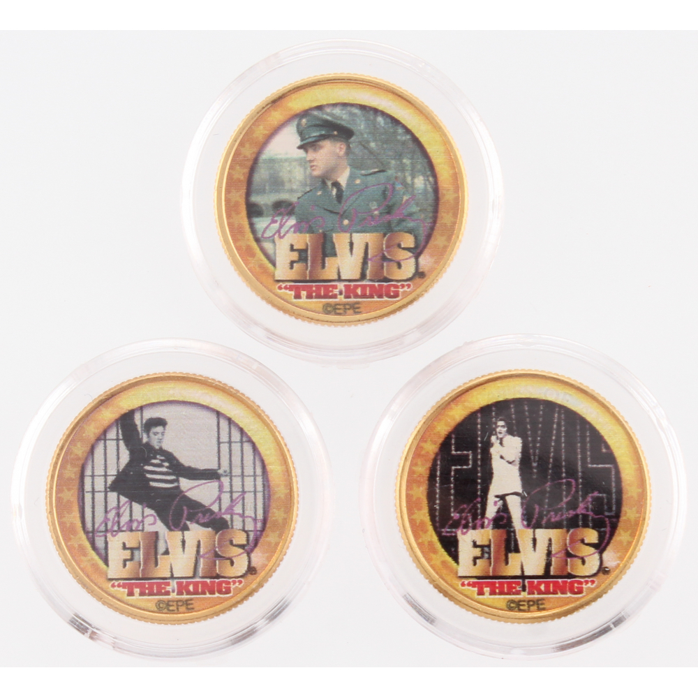Set of (3) Elvis Presley Colorized 24K Gold Plated Colorized Quarters ...