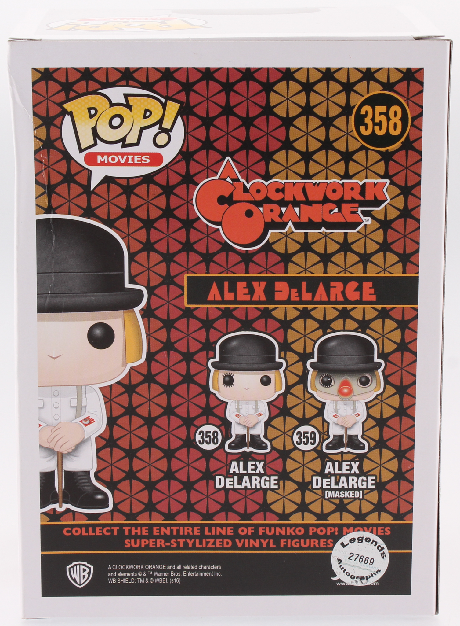 Malcolm McDowell Signed "A Clockwork Orange" #358 Alex DeLarge Funko Pop Vinyl Figure (Legends COA) at PristineAuction.com Malcolm McDowell Signed "A Clockwork Orange" #358 Alex DeLarge Funko Pop Vinyl Figure (Legends COA) at PristineAuction.com