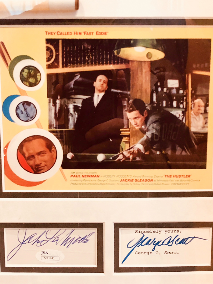 "The Hustler" 26x28 Custom Framed Display Cast-Signed by (5) with Jackie Gleason, Jake LaMotta, Piper Laurie, George C. Scott & Paul Newman (JSA & PSA LOA) (JSA, PSA & Beckett LOA) at PristineAuction.com "The Hustler" 26x28 Custom Framed Display Cast-Signed by (5) with Jackie Gleason, Jake LaMotta, Piper Laurie, George C. Scott & Paul Newman (JSA & PSA LOA) (JSA, PSA & Beckett LOA) at PristineAuction.com