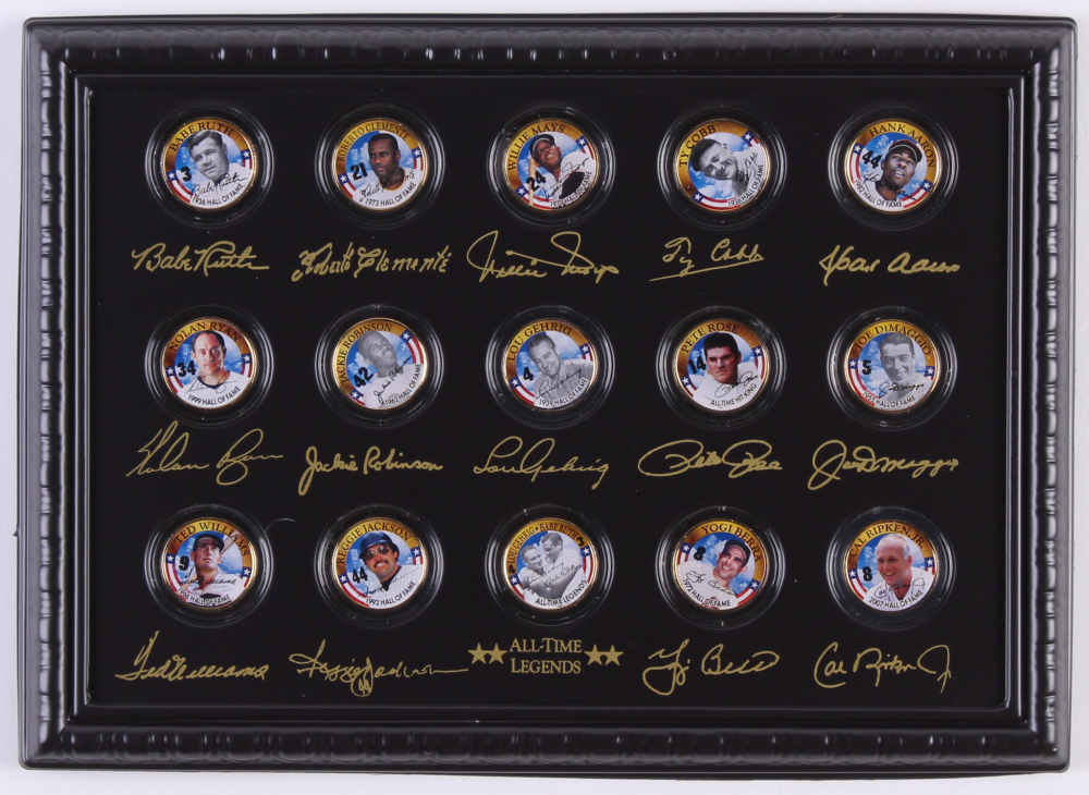Baseball Legends Set of (15) 24K Gold Plated & Colorized State Quarters
