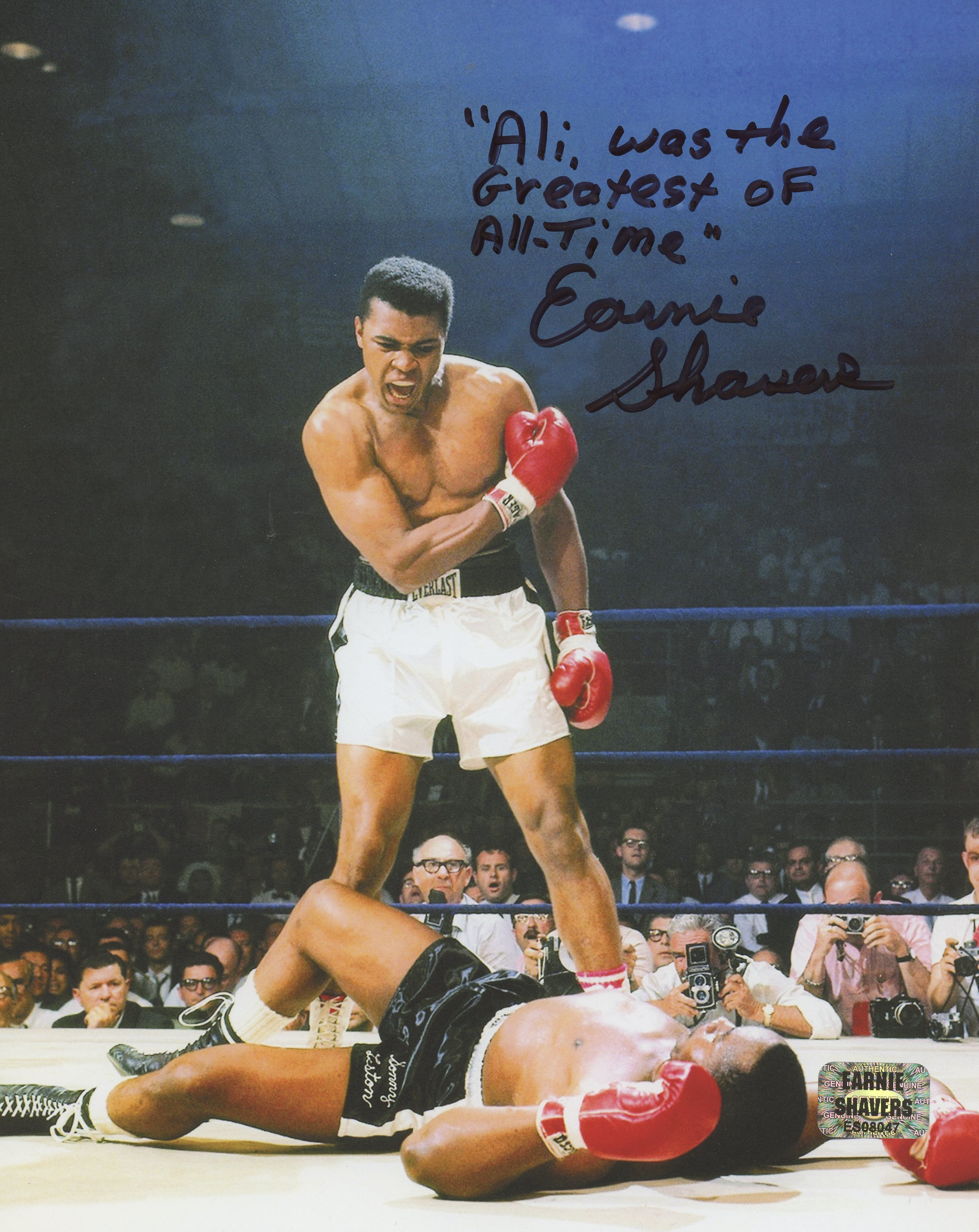 Earnie Shavers Signed "Muhammad Ali vs. Sonny Liston" 8x10 Photo With Extensive Inscription (Shavers Hologram) at PristineAuction.com Earnie Shavers Signed "Muhammad Ali vs. Sonny Liston" 8x10 Photo With Extensive Inscription (Shavers Hologram) at PristineAuction.com