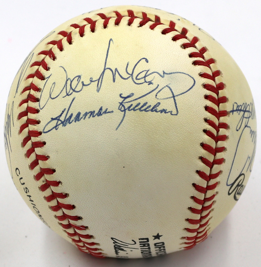 500 Home Run Club ONL Baseball Signed by (11) with Mickey Mantle, Ted Williams, Eddie Mathews, Reggie Jackson, Frank Robinson (JSA LOA) at PristineAuction.com 500 Home Run Club ONL Baseball Signed by (11) with Mickey Mantle, Ted Williams, Eddie Mathews, Reggie Jackson, Frank Robinson (JSA LOA) at PristineAuction.com