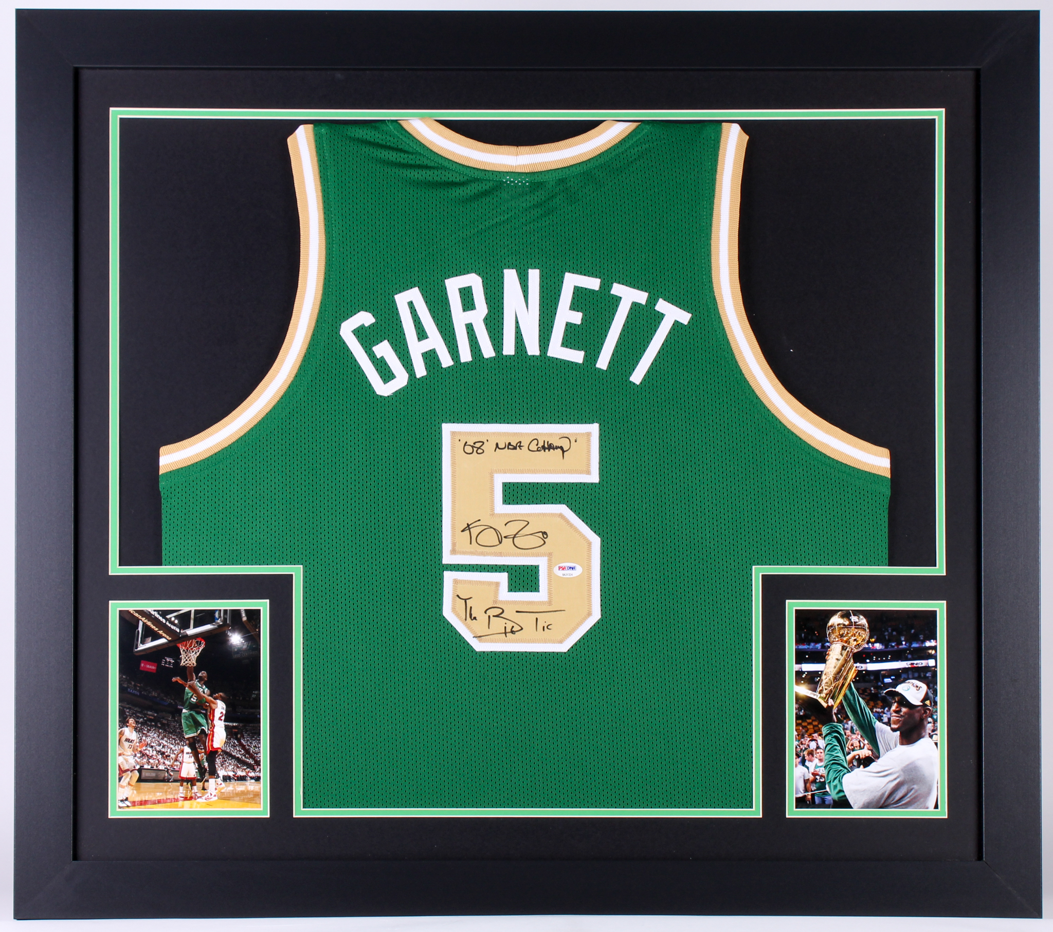 Kevin Garnett Signed Celtics 31x35 Custom Framed Jersey Inscribed "08 NBA Champion" & "The Big Tic" (PSA COA) at PristineAuction.com Kevin Garnett Signed Celtics 31x35 Custom Framed Jersey Inscribed "08 NBA Champion" & "The Big Tic" (PSA COA) at PristineAuction.com