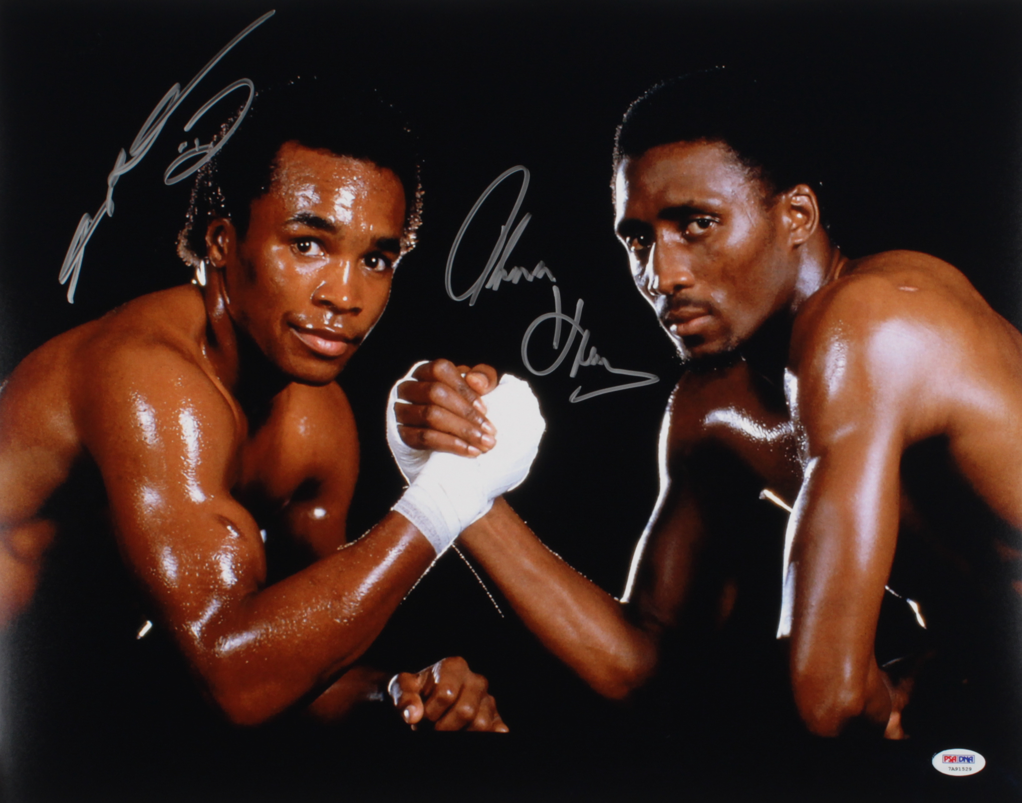 Sugar Ray Leonard & Thomas "Hitman" Hearns Signed "Sugar Ray Leonard vs. Thomas Hearns" 16x20 Photo (PSA COA) at PristineAuction.com Sugar Ray Leonard & Thomas "Hitman" Hearns Signed "Sugar Ray Leonard vs. Thomas Hearns" 16x20 Photo (PSA COA) at PristineAuction.com