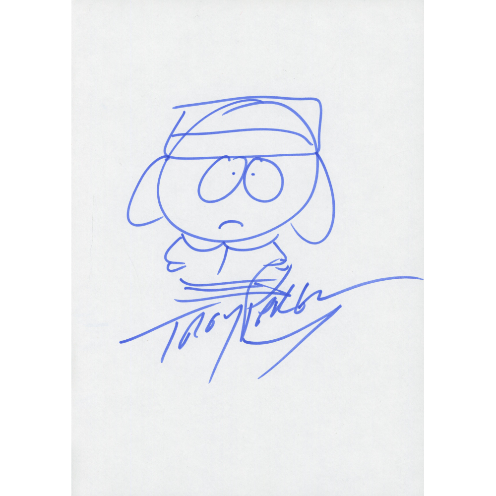 Trey Parker Signed &ldquo;South Park&rdquo; 8.25x11.75 with Kyle Broflovski