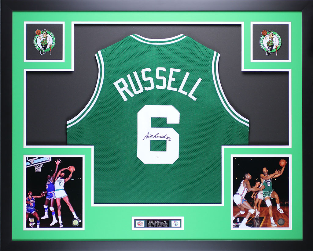 Bill Russell Signed Celtics 35x43 Custom Framed Jersey (JSA COA) at PristineAuction.com Bill Russell Signed Celtics 35x43 Custom Framed Jersey (JSA COA) at PristineAuction.com
