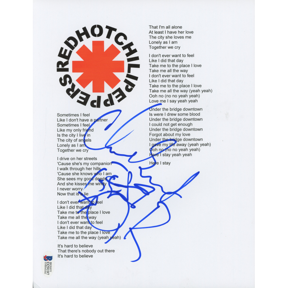 Chad Smith Signed Red Hot Chili Peppers Under The Bridge 8x10
