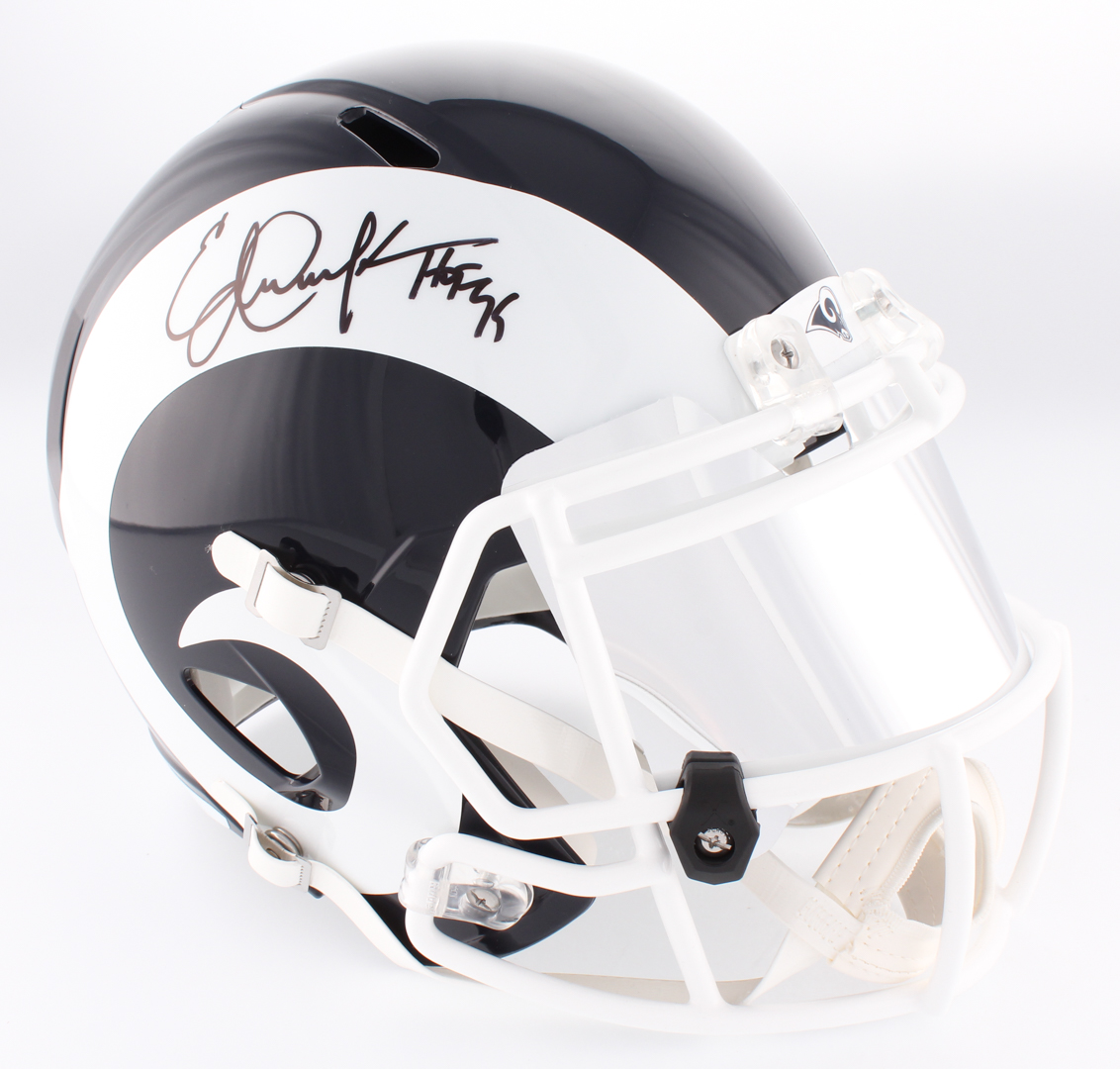 Eric Dickerson Signed Rams Full-Size Speed Helmet With Mirrored Visor Inscribed "HOF 99" (JSA COA) at PristineAuction.com Eric Dickerson Signed Rams Full-Size Speed Helmet With Mirrored Visor Inscribed "HOF 99" (JSA COA) at PristineAuction.com
