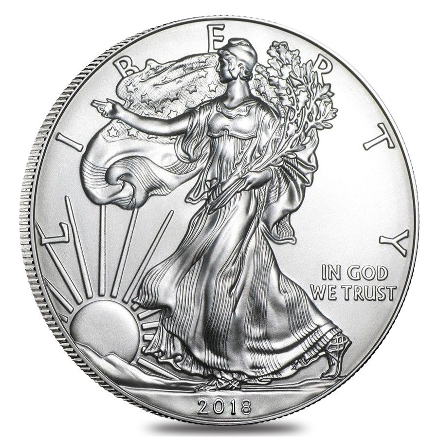 Lot of (5) 2018 $1 American Eagle Silver Dollar $1 Coins (Brilliant Uncirculated) at PristineAuction.com Lot of (5) 2018 $1 American Eagle Silver Dollar $1 Coins (Brilliant Uncirculated) at PristineAuction.com