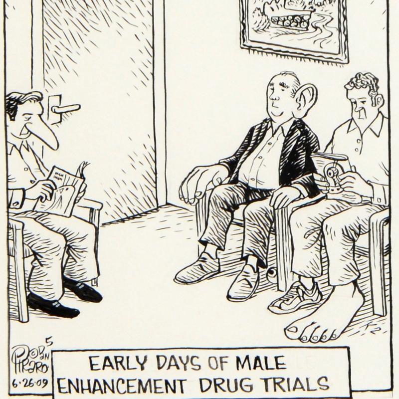 Bizarro "Male Enhancement" 13x14 Custom Framed Original Pen & Ink Drawing by Dan Piraro (PA) at PristineAuction.com Bizarro "Male Enhancement" 13x14 Custom Framed Original Pen & Ink Drawing by Dan Piraro (PA) at PristineAuction.com