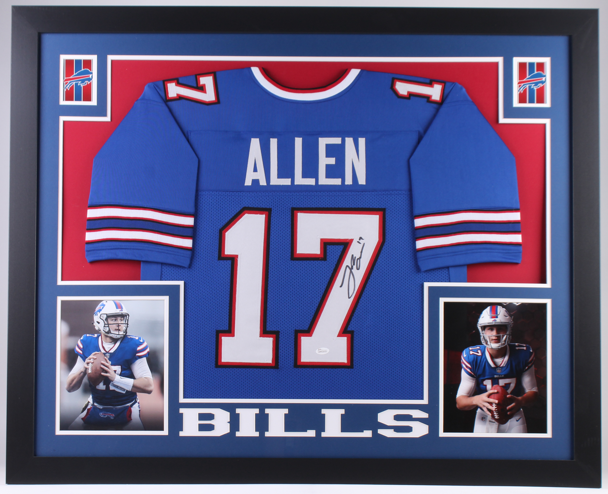 Josh Allen Signed Bills 35x43 Custom Framed Jersey (JSA COA) at PristineAuction.com Josh Allen Signed Bills 35x43 Custom Framed Jersey (JSA COA) at PristineAuction.com
