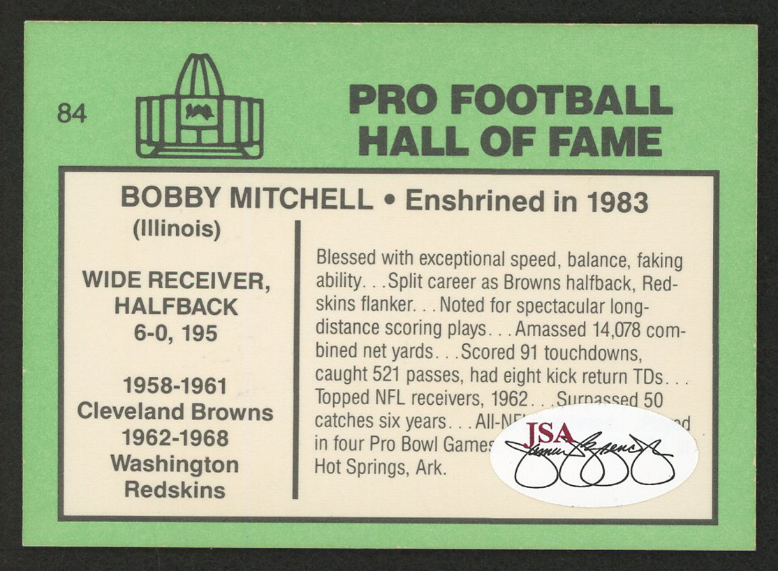 Bobby Mitchell Signed 1985-88 Football Immortals #84 (JSA Hologram) at PristineAuction.com Bobby Mitchell Signed 1985-88 Football Immortals #84 (JSA Hologram) at PristineAuction.com