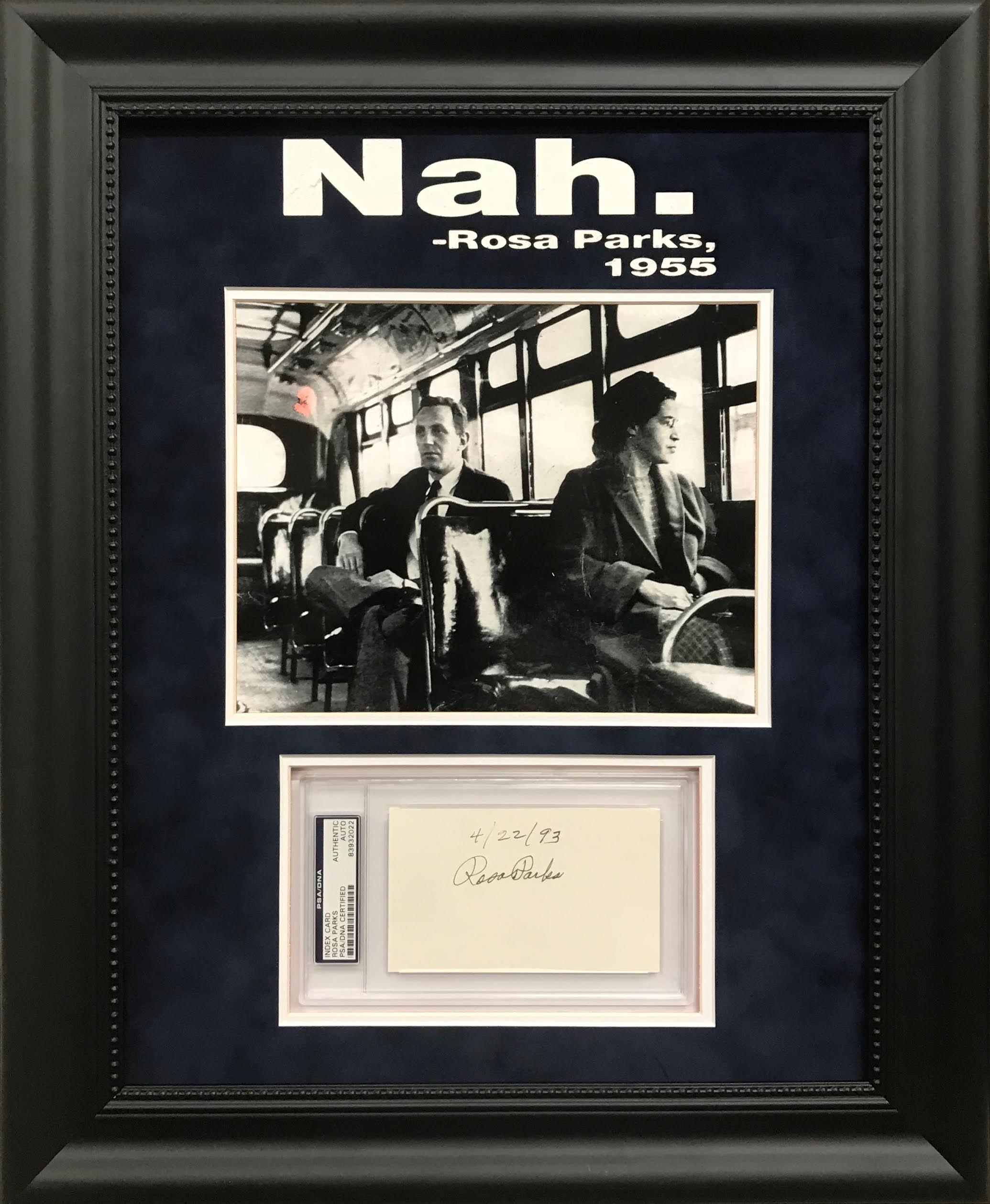 Rosa Parks Signed 18x22 Custom Framed Cut Display Inscribed "4/22/93" (PSA Encapsulated) at PristineAuction.com Rosa Parks Signed 18x22 Custom Framed Cut Display Inscribed "4/22/93" (PSA Encapsulated) at PristineAuction.com