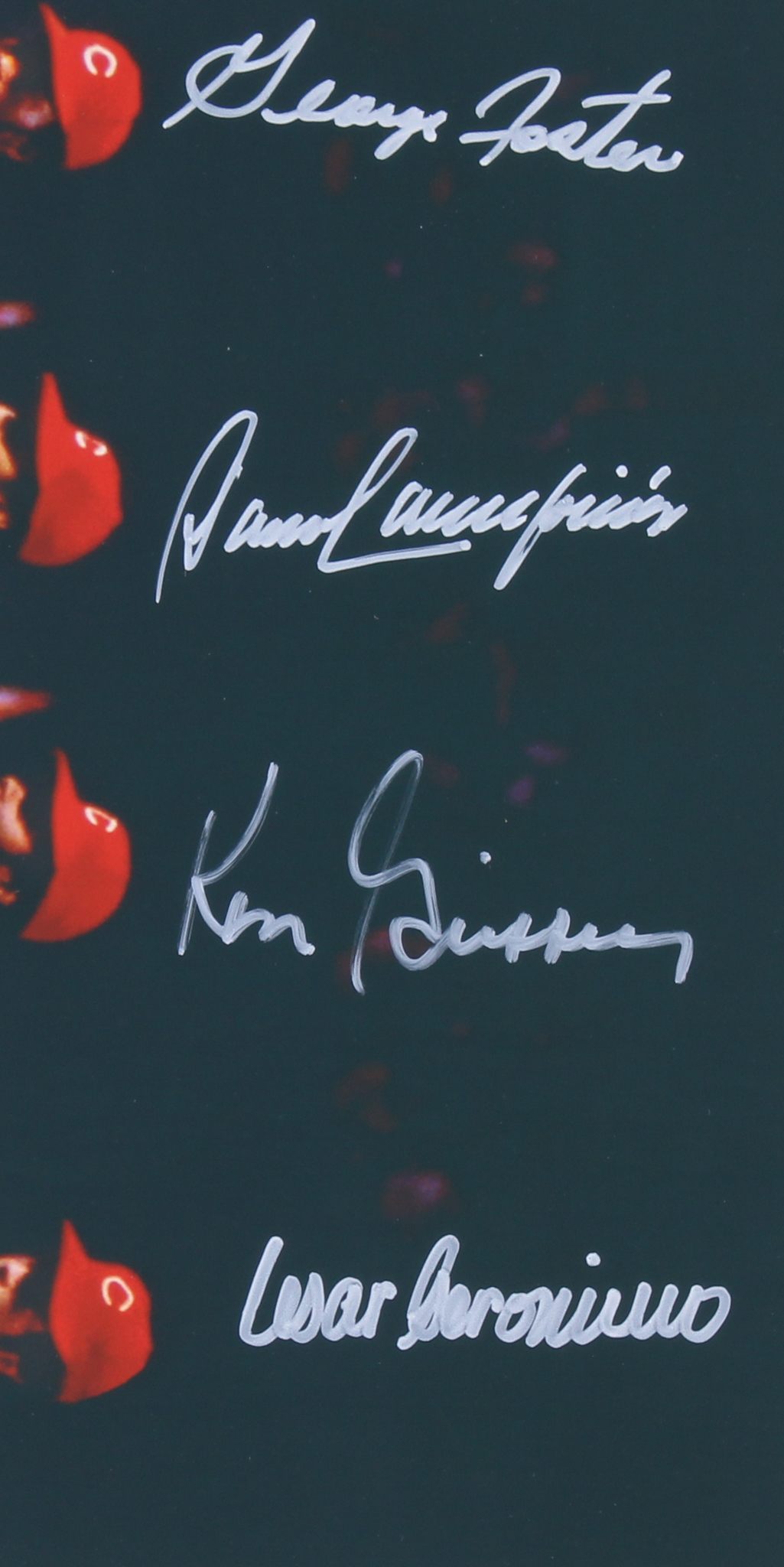 Reds "Big Red Machine" 1975 World Series 16x20 Photo Signed by (8) With Pete Rose, Joe Morgan, Tony Perez, Johnny Bench (AI Verified COA) at PristineAuction.com Reds "Big Red Machine" 1975 World Series 16x20 Photo Signed by (8) With Pete Rose, Joe Morgan, Tony Perez, Johnny Bench (AI Verified COA) at PristineAuction.com