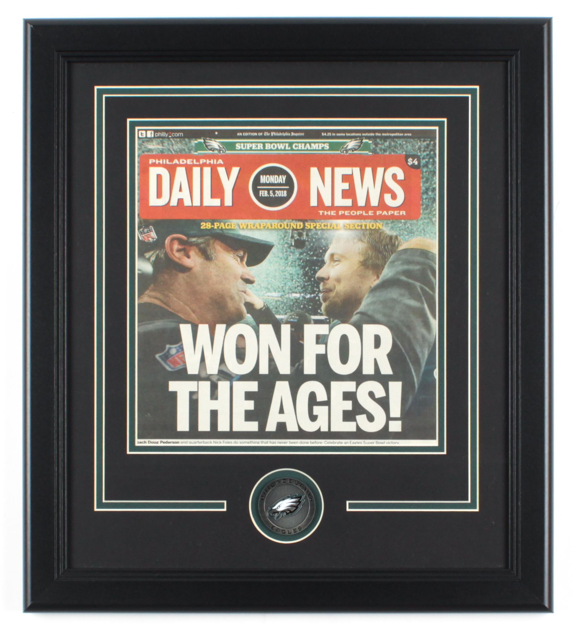 The Philadelphia Inquirer Eagles Super Bowl LII Champions 16.25x18.25 Custom Framed Newspaper Display at PristineAuction.com The Philadelphia Inquirer Eagles Super Bowl LII Champions 16.25x18.25 Custom Framed Newspaper Display at PristineAuction.com