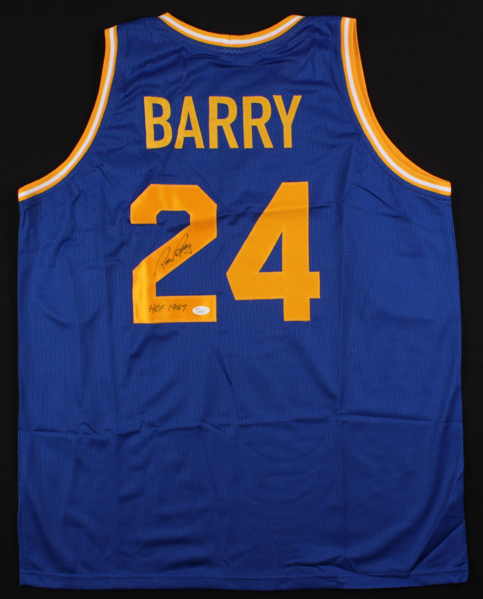 Rick Barry Signed Warriors Jersey Inscribed "HOF 1987" (JSA COA) at PristineAuction.com Rick Barry Signed Warriors Jersey Inscribed "HOF 1987" (JSA COA) at PristineAuction.com