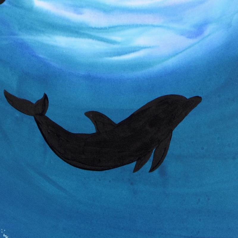 Wyland Signed "Dolphin" 28x28 Custom Framed Original Watercolor Painting at PristineAuction.com Wyland Signed "Dolphin" 28x28 Custom Framed Original Watercolor Painting at PristineAuction.com