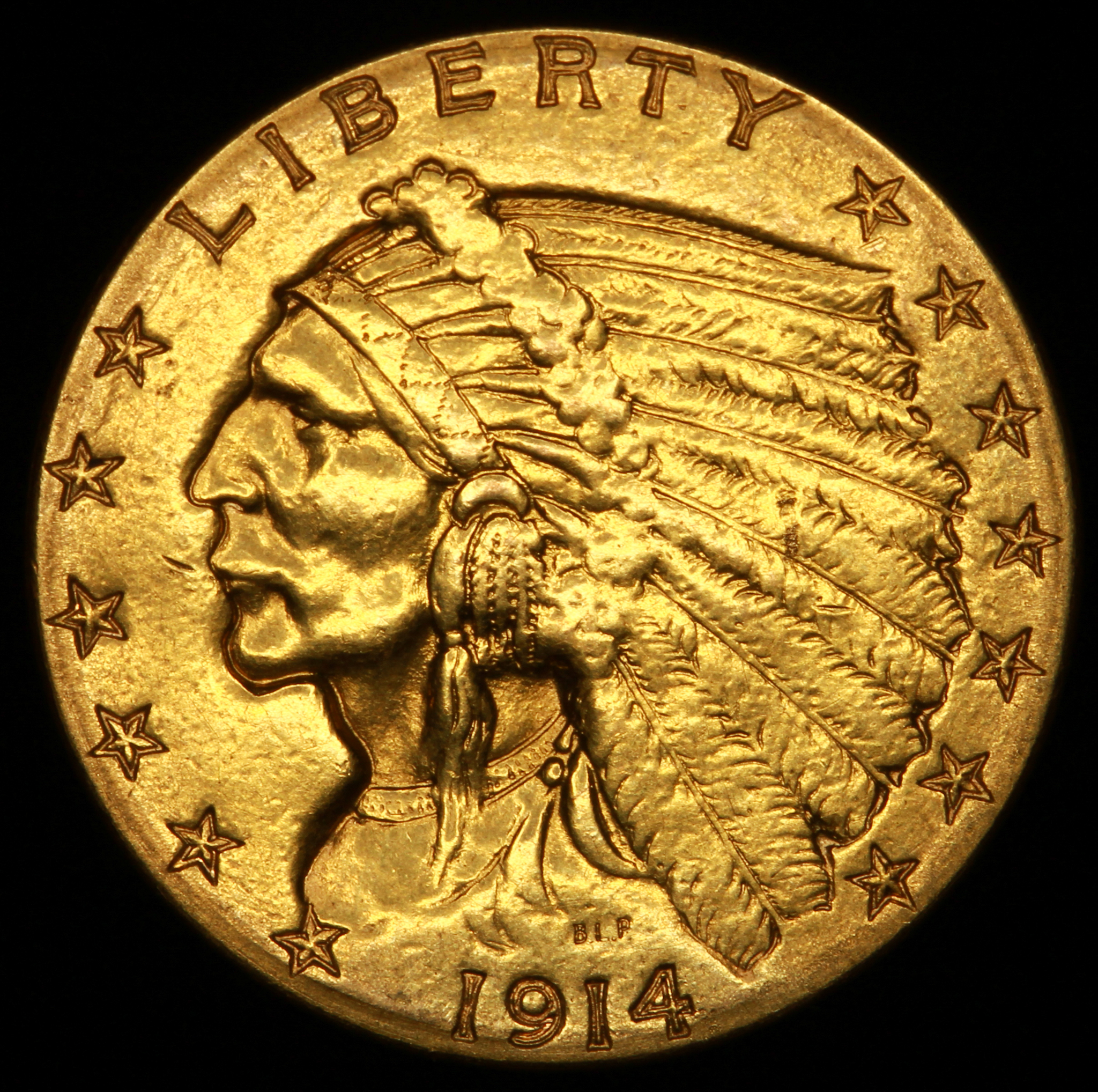 1914-D $2.50 Indian Quarter Eagle Gold Coin at PristineAuction.com 1914-D $2.50 Indian Quarter Eagle Gold Coin at PristineAuction.com