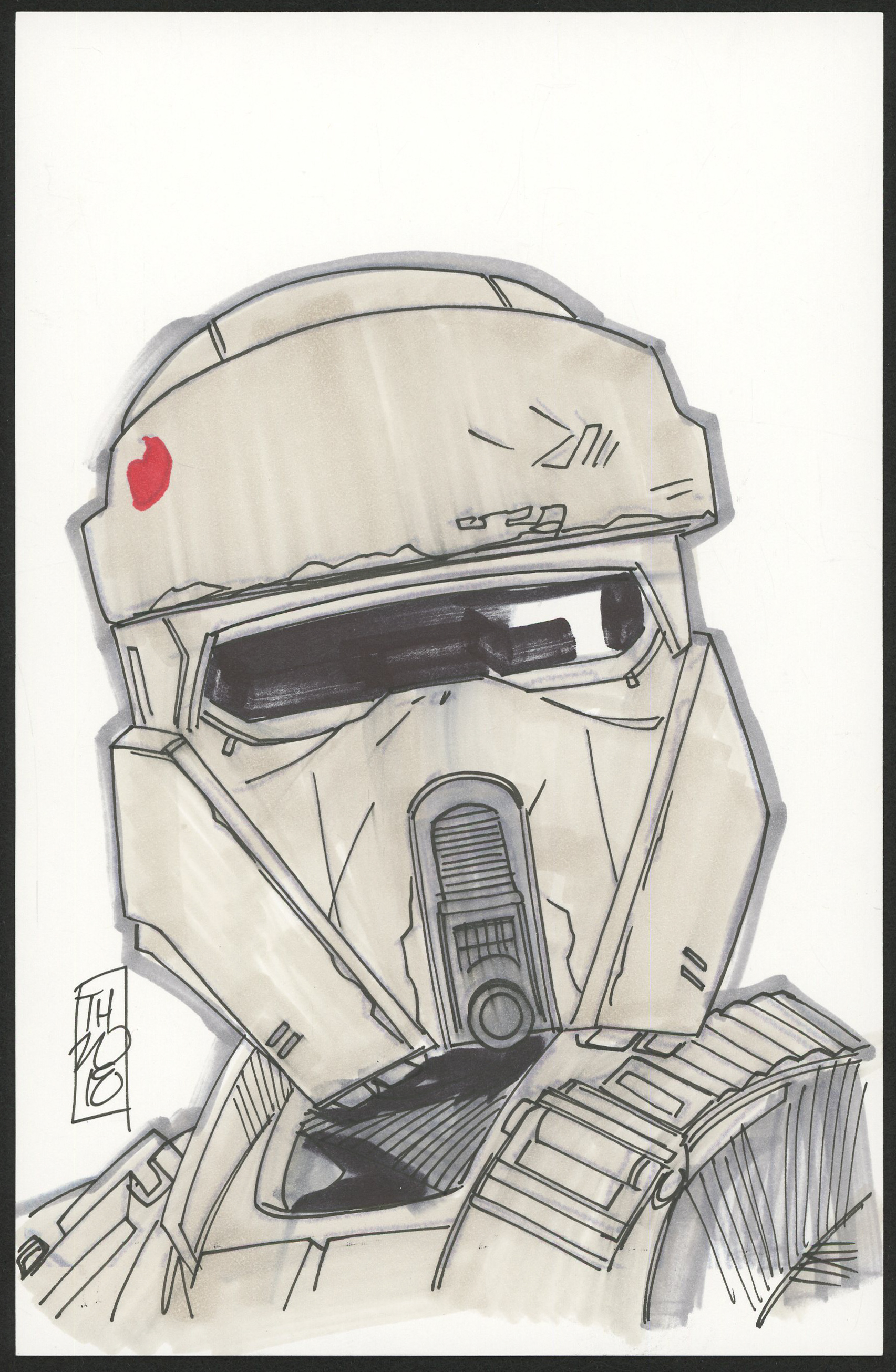 Tom Hodges - Shoretrooper "Star Wars" Signed ORIGINAL 5.5" x 8.5" Color Drawing on Paper (1/1) at PristineAuction.com Tom Hodges - Shoretrooper "Star Wars" Signed ORIGINAL 5.5" x 8.5" Color Drawing on Paper (1/1) at PristineAuction.com