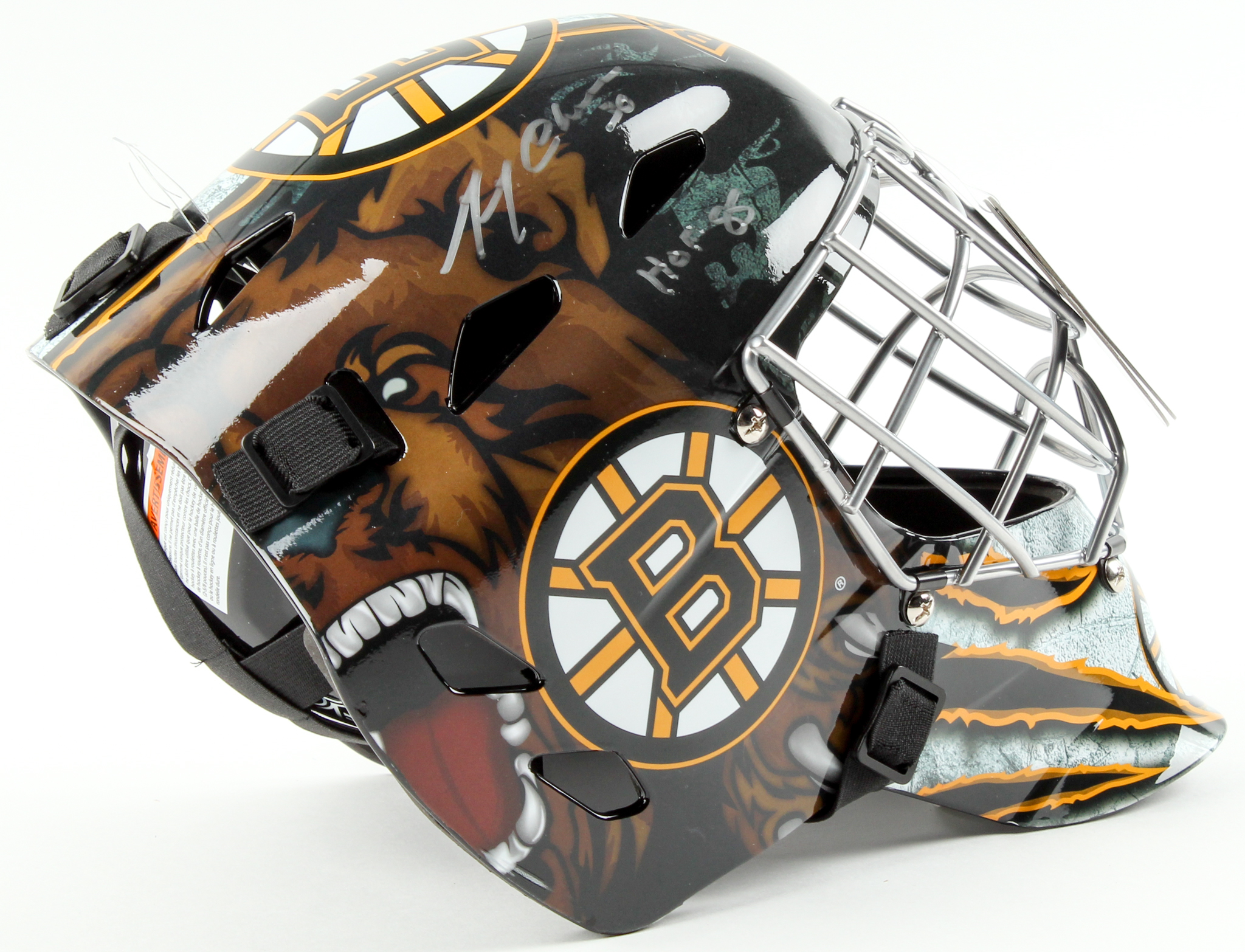 Gerry Cheevers Signed Bruins Full-Size Goalie Mask Inscribed "HOF 85" (Schwartz COA) at PristineAuction.com Gerry Cheevers Signed Bruins Full-Size Goalie Mask Inscribed "HOF 85" (Schwartz COA) at PristineAuction.com