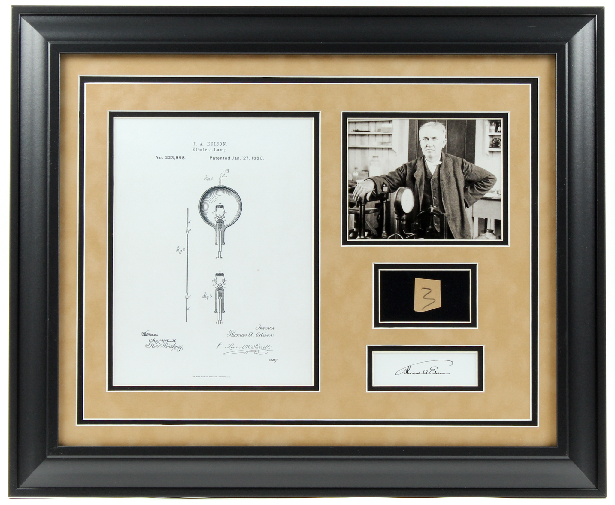 Thomas Edison 19.5x23.5 Custom Framed Display with (1) Hand-Written Word (RR Auction LOA Copy) at PristineAuction.com Thomas Edison 19.5x23.5 Custom Framed Display with (1) Hand-Written Word (RR Auction LOA Copy) at PristineAuction.com