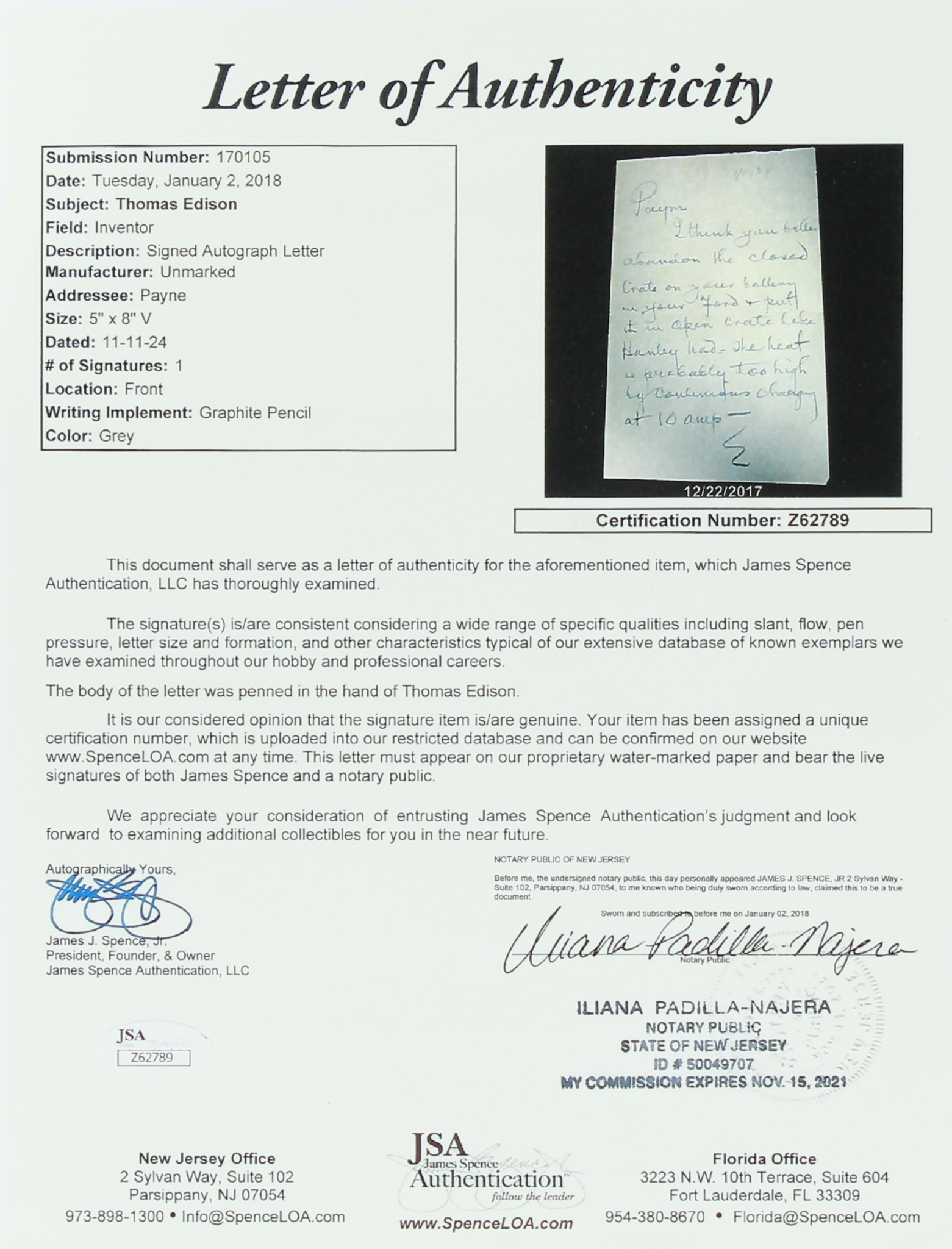 Thomas Edison 19.5x23.5 Custom Framed Display with (1) Hand-Written Word (RR Auction LOA Copy) at PristineAuction.com Thomas Edison 19.5x23.5 Custom Framed Display with (1) Hand-Written Word (RR Auction LOA Copy) at PristineAuction.com