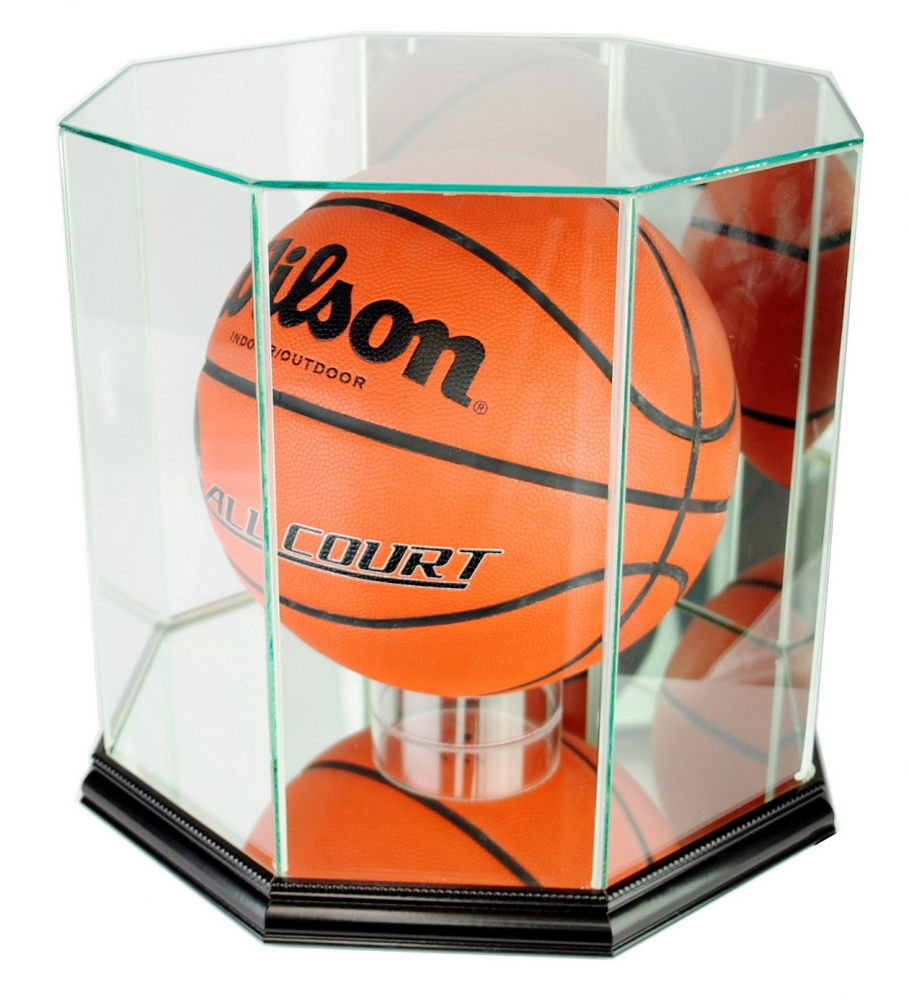 Premium Octagon FullSize Basketball Display Case with Mirrored Back